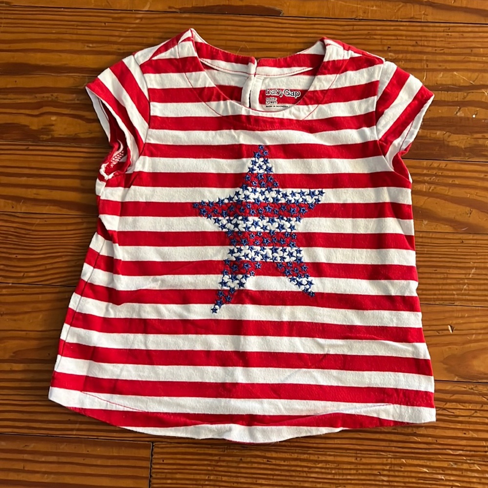 Baby Gap Girls American Flag Shirt - Sz 3T - Fourth of July - July 4th